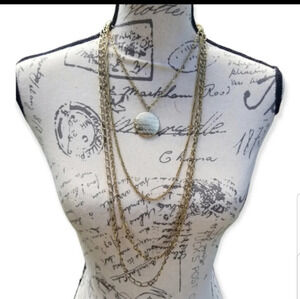 VINTAGE CITATION GOLDTONED LAYERED CHAIN LOCKET NECKLACE